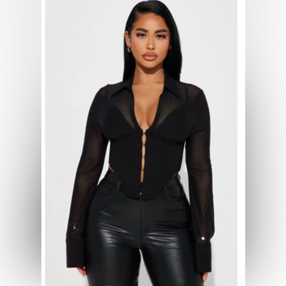 NWT Mesh Corset Top Black Size M - Picture 1 of 7